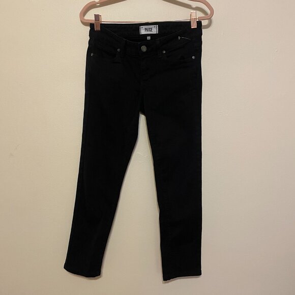 🔥 Paige | Black Cotton Stretch Skyline Skinny Jeans 26 - Picture 4 of 7